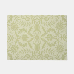 Paillasson Borage vert tendre damassé vintage de William Morr