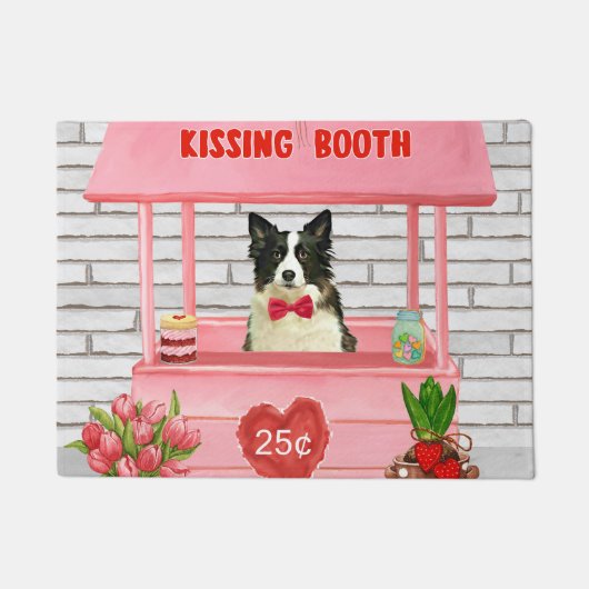 Paillasson Bordure Collie Chien Saint Valentin Baiser Booth (Devant)