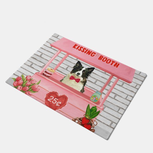 Paillasson Bordure Collie Chien Saint Valentin Baiser Booth (Incliné)