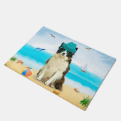 Paillasson Bordure Collie Dog sur la plage (Incliné)