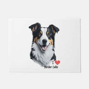 Paillasson Bordure Collie face (avec le texte I Love)