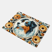 Paillasson Bordure Collie Jardin fleuri (Incliné)
