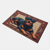 Paillasson Bordure colorée stylée Rotweiler Chien 3D (Incliné)