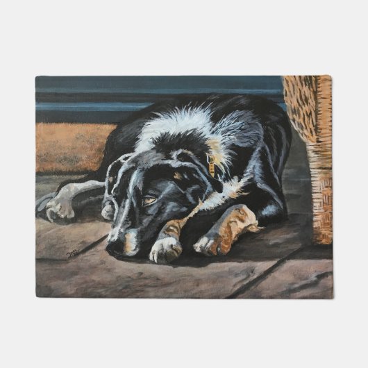 Paillasson Bordure couchée Collie Porte Mat (Devant)