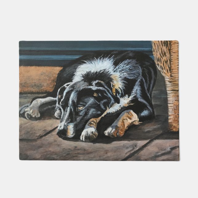 Paillasson Bordure couchée Collie Porte Mat (Devant)