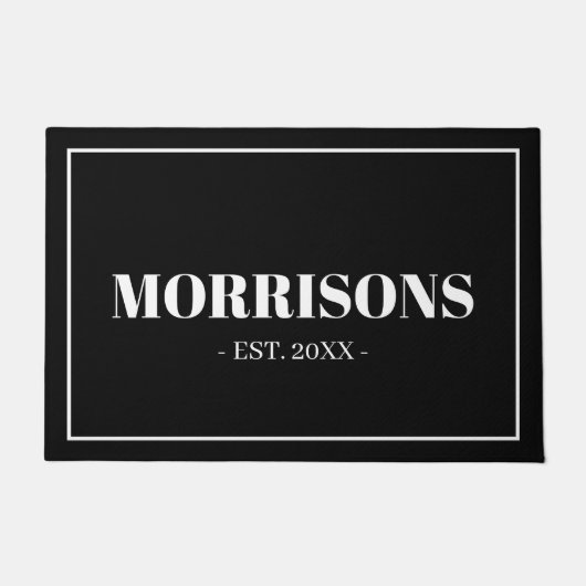 Paillasson Bordure de date personnalisée en noir et blanc mod (Devant)
