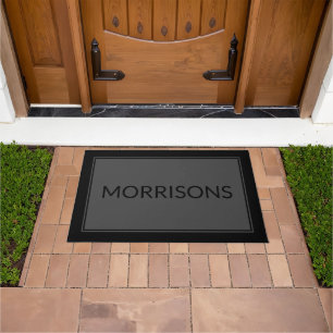 Paillasson Bordure de nom moderne au charbon gris et noir