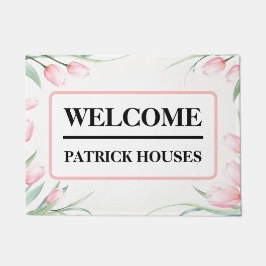 Paillasson Bordure de tulipe pastel personnalisée (Devant)