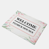 Paillasson Bordure de tulipe pastel personnalisée (Incliné)
