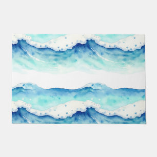 Paillasson Bordure de vagues océaniques à l'aquarelle
