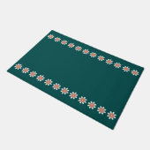 Paillasson Bordure Fleur minimale Retro Deep Turquoise (Incliné)