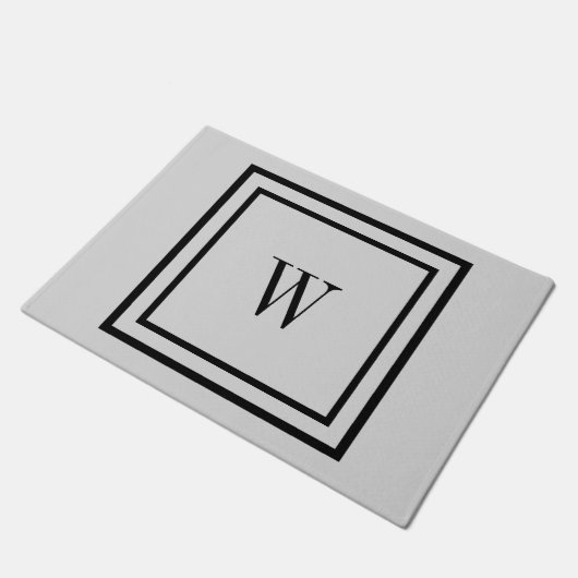 Paillasson Bordure noire simple et initiales ou monogramme (Incliné)