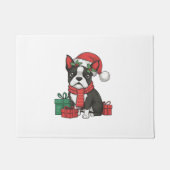 Paillasson Boston Terrier Chien Noël Fêtes de Noël Père Noël (Devant)