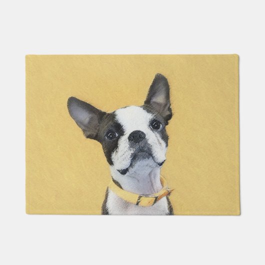 Paillasson Boston Terrier Peinture - Cute Original Chien Art (Devant)