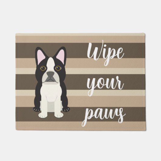 Paillasson Boston Terrier Wipe your paws Neutral striped (Devant)