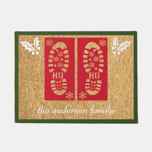 Paillasson Bottes Père Noël Personnalisées Noël Rouge Vert Bl (Devant)