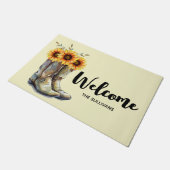 Paillasson Bottes rustiques Cowboy avec tournesol Bienvenue (Incliné)