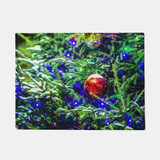 Paillasson Boule rouge arbre de Noël vert (Devant)