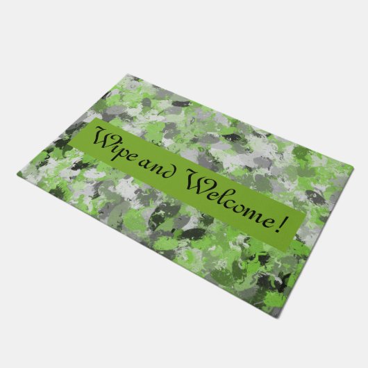 Paillasson Boules à peintures vertes gris et citron vert (Incliné)