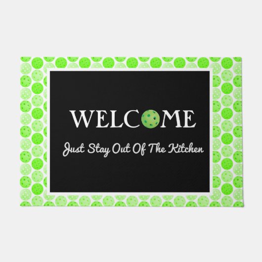 Paillasson Boules de Pickleball Vert, évitez la cuisine (Devant)
