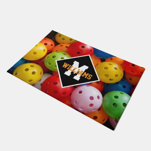 Paillasson  Boulettes colorées, initiale personnalisée (Incliné)