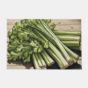 Paillasson Bouquet de céleri frais sur bois