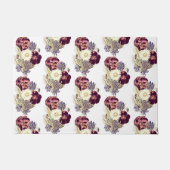 Paillasson Bouquet de fleurs bleues blanches rustiques bordea