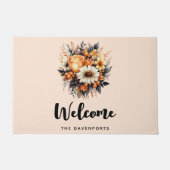 Paillasson Bouquet de fleurs gris-jaune orange (Devant)