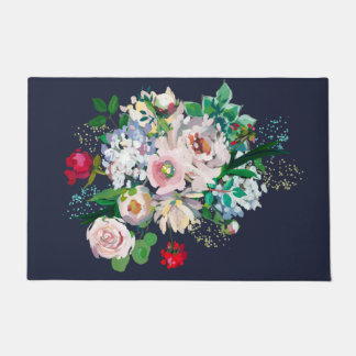 Paillasson Bouquet floral bleu marine