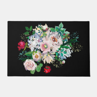 Paillasson Bouquet floral noir