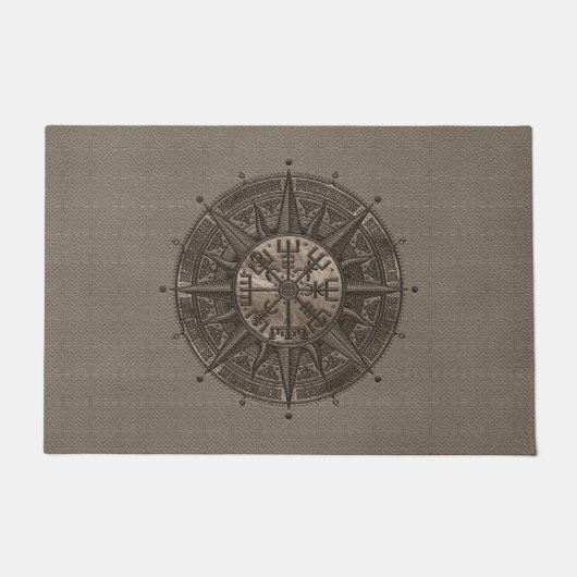Paillasson Boussole de Vegvisir - de Viking - cuir et or (Devant)