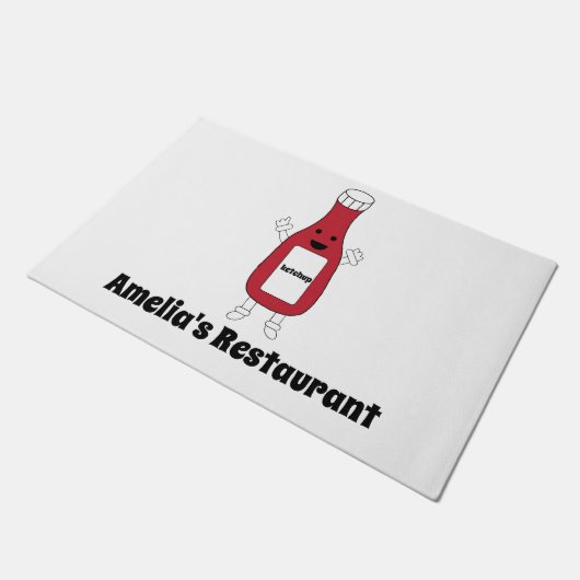 Paillasson Bouteille Ketchup Personnaliser Nom Cute Kawaii (Incliné)