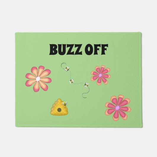 Paillasson BOUZZ sur les fleurs lumineuses et les abeilles tu (Devant)