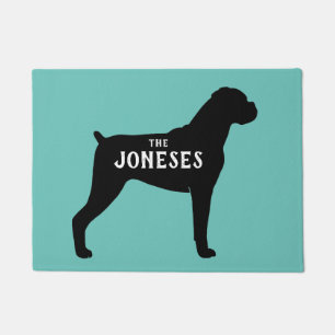 Paillasson Boxe Dog Silhouette Bienvenue Mat Personnalisé