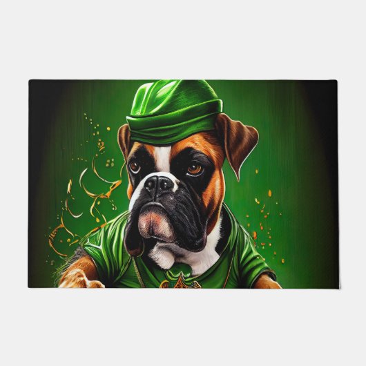 Paillasson Boxer Chien Conduite Vélo St. Patrick's Day (Devant)