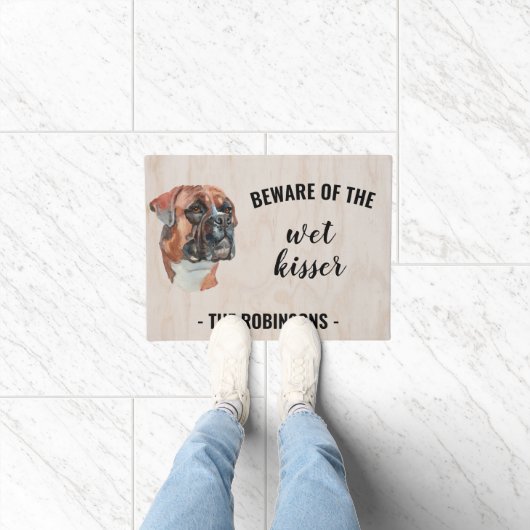 Paillasson Boxer Chien Photo Porte Mat Personnalisé (Intérieur)