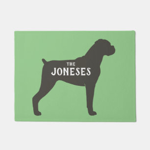 Paillasson Boxer Chien Silhouette Bienvenue Mat Personnalisé