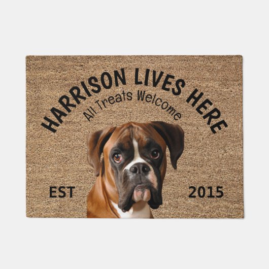Paillasson Boxer Porte-Amoureux des chiens personnalisé (Devant)