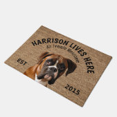 Paillasson Boxer Porte-Amoureux des chiens personnalisé (Incliné)