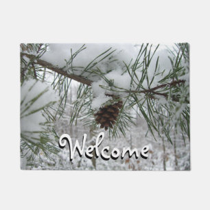 Paillasson Branche des pins neigeux Photographie de la nature
