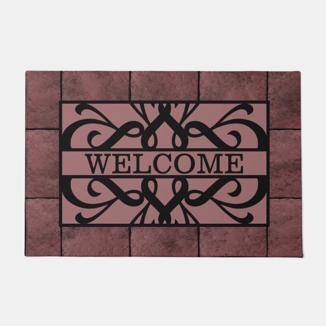 Paillasson Brick Agé Rouge Filigree Welcome Porte (Devant)