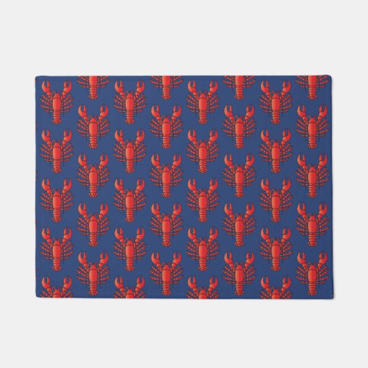 Paillasson Bright Rouge et bleu Homard Motif Océan côtier (Devant)