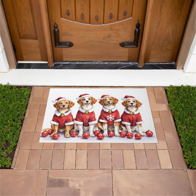 Paillasson Brittany Spaniel Christmas Dress Santa Hat (De plein air)