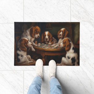 Paillasson Brittany Spaniel Dogs Jouer Poker Art