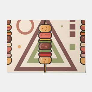 Paillasson Brochettes de Dango Colorées Motif Géométrique