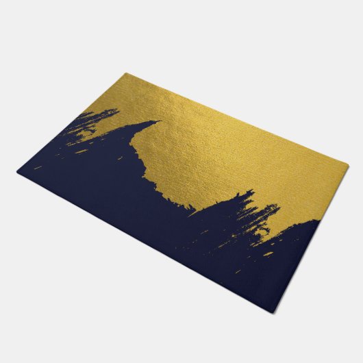 Paillasson Brochures Faux Gold avec Arrière - plan bleu marin (Incliné)