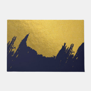 Paillasson Brochures Faux Gold avec Arrière - plan bleu marin