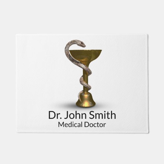 Paillasson Bronze Médicale Bowl Hygieia Serpent blanc Caduceu (Devant)