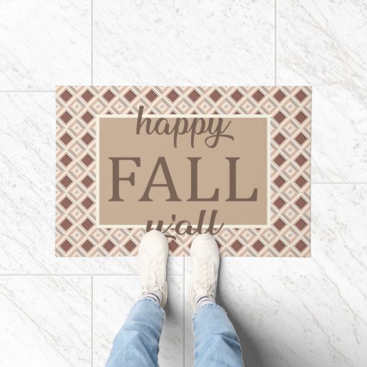 Paillasson Brown et crème Plaid Happy Fall Y'all Welcome (Intérieur)