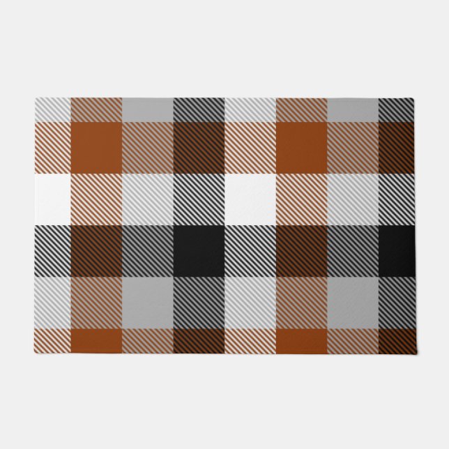 Paillasson Brown noir blanc Twill En vichy design (Devant)